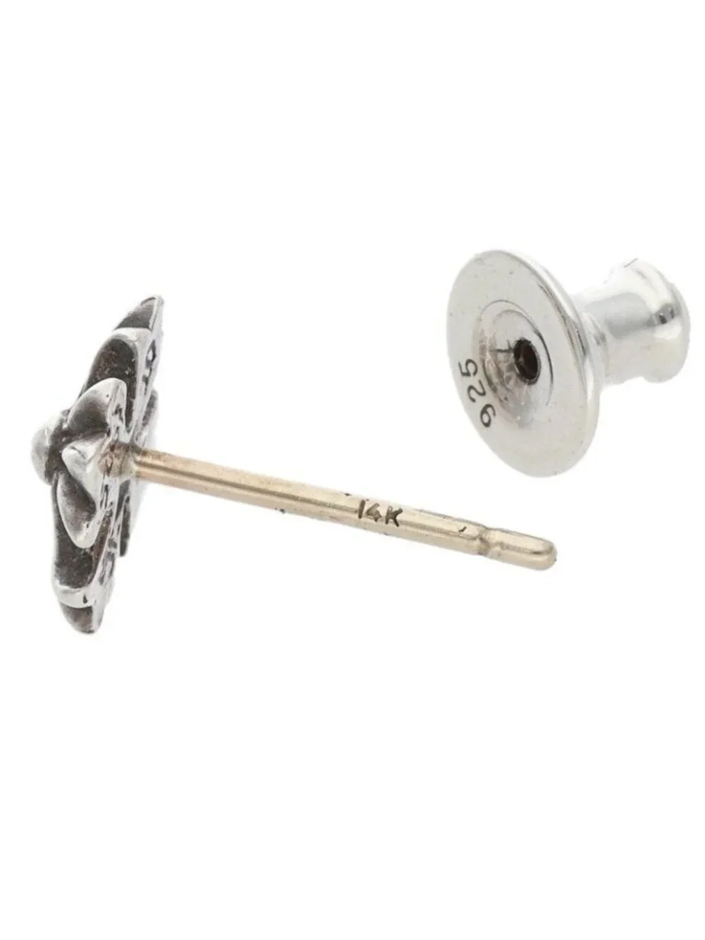 Chrome Hearts No2 CH Pls CH Plus Stud Silver Earrings